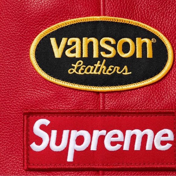 Supreme Vanson Red Hooded Leather Jacket - Picture 4 of 4